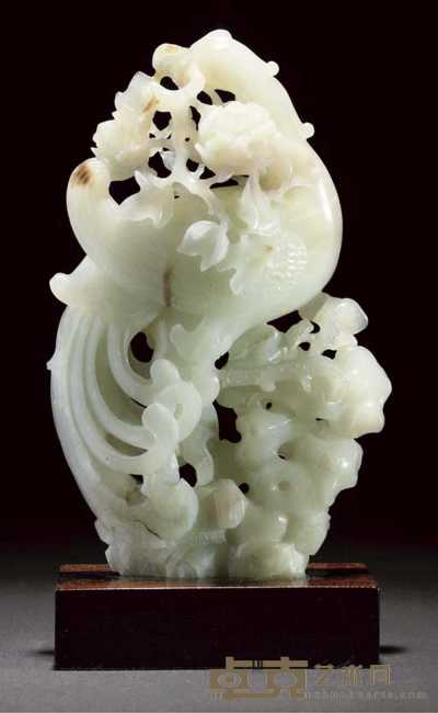 Qianlong A white jade model of a phoenix 